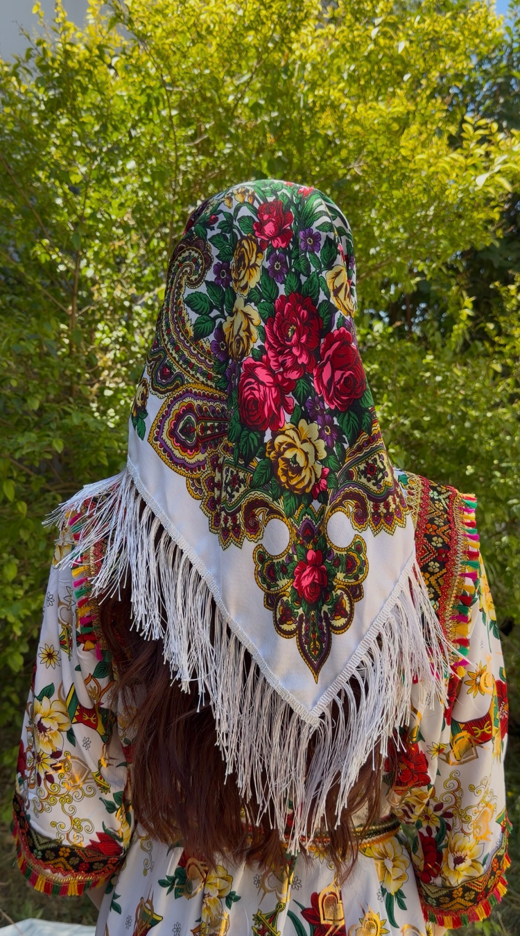 Foulard kabyle traditionnel à franges blanc
