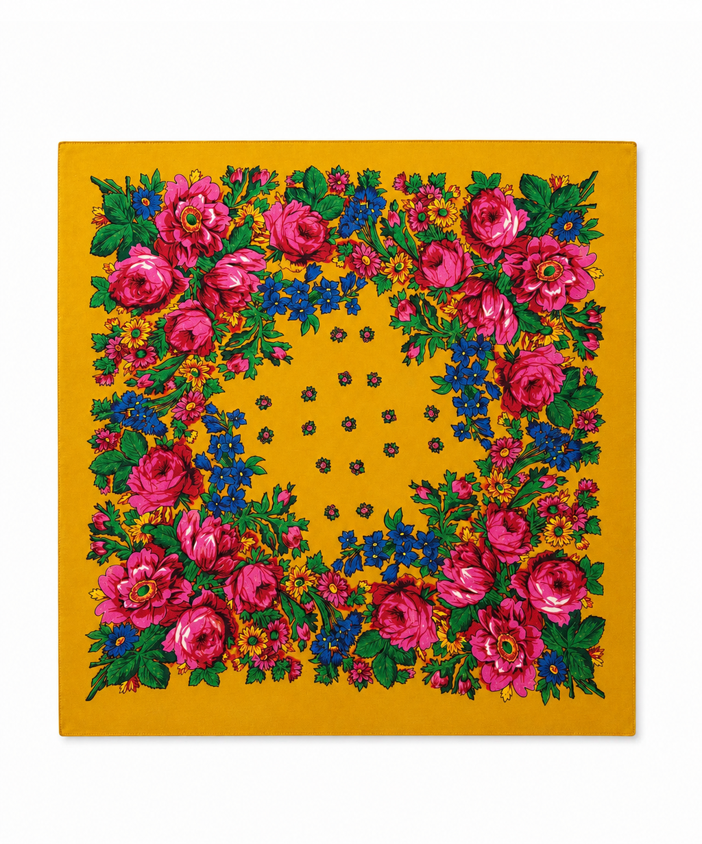 Foulard kabyle traditionnel Jaune moutarde — Best-seller