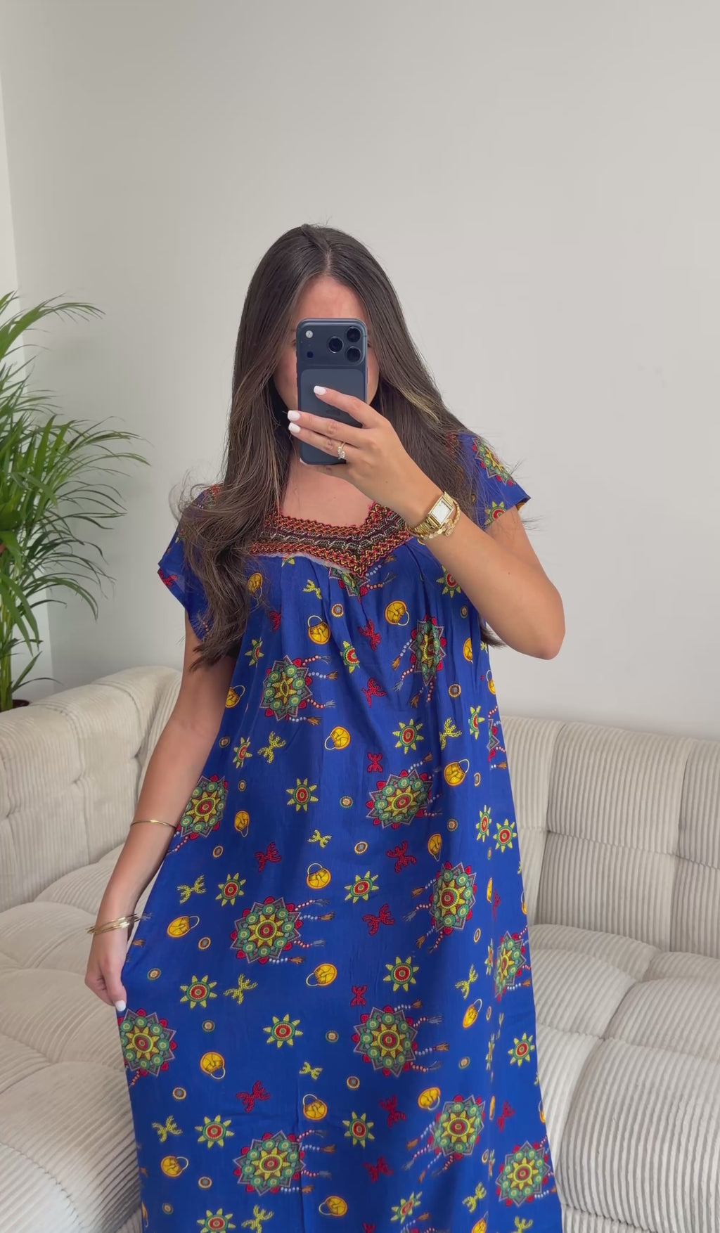 Robe Tiziri Bleu Roi Motif Amazigh